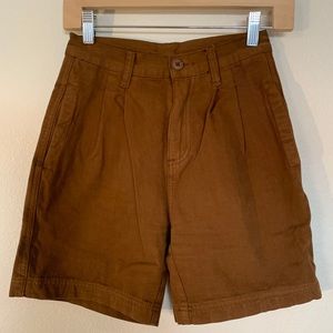 Brandy Melville Brown Pleated Carpenter Shorts